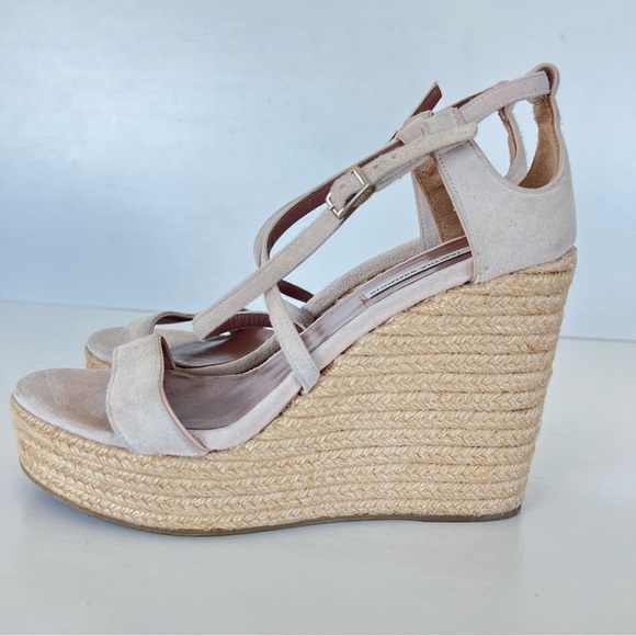 TABITHA SIMMONS Beige Jenny Flesh Kidsuede Platform Wedge Espadrilles Sz 39 M - Picture 5 of 15